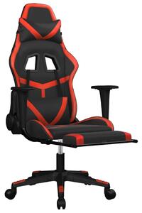 VidaXL Καρέκλα Gaming Μασάζ Υποπόδιο Μαύρο/Πράσινο από Συνθετικό Δέρμα