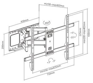 BRATECK επιτοίχια βάση LPA69-466 για τηλεόραση 37-80", full motion, 60kg