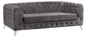 ΚΑΝΑΠΕΣ 3ΘΕΣΙΟΣ Τ.CHESTERFIELD ΓΚΡΙ ΒΕΛΟΥΔΟ FB93128.10 224Χ88Χ74Υεκ