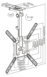 BRATECK βάση οροφής LCD-CM344 για τηλεόραση 23"-55", έως 20kg