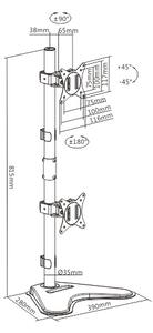 BRATECK βάση γραφείου LDT66-T02V για 2 οθόνες 17"-32", 9kg ανά οθόνη