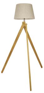 GloboStar® TRIPOD 01263 Μοντέρνο Φωτιστικό Δαπέδου Μονόφωτο 1 x E27 Μπεζ Ξύλινο Καμπάνα D40 x H143cm