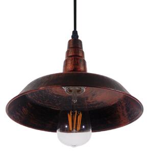 GloboStar® RAY 01047 Vintage Industrial Κρεμαστό Φωτιστικό Οροφής Μονόφωτο 1 x E27 Καφέ Σκουριά Μεταλλικό Καμπάνα Φ26 x Y25cm