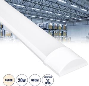 GloboStar® 60156 LED Γραμμικό Βιομηχανικό Φωτιστικό Tri-Proof 60cm 20W 1847lm 120° AC 220-240V Αδιάβροχο IP65 Μ60 x Π7.5 x Υ2.5cm Φυσικό Λευκό 4500K - 2 Χρόνια Εγγύηση