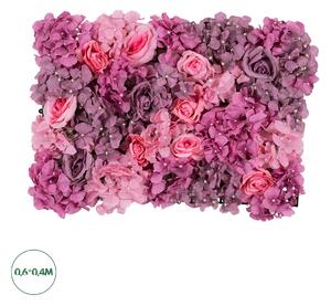 Artificial Garden ROSES STORY PURPLE 78336 Τεχνητό Διακοσμητικό Πάνελ Λουλουδιών - Κάθετος Κήπος σύνθεση Αμβροσία Μ60 x Π40 x Υ6cm