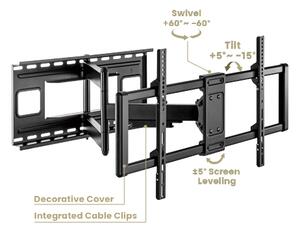 BRATECK επιτοίχια βάση LPA77-483 για τηλεόραση 43-90", full motion, 80kg