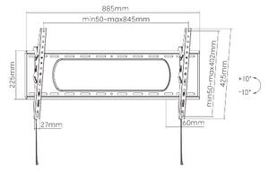 BRATECK επιτοίχια βάση LP73-48T για τηλεόραση 43"-90", έως 80kg