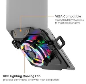 BRATECK βάση & ψύξη laptop NBH-8GL για βάση VESA, RGB, έως 17", μαύρη