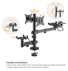 BRATECK βάση γραφείου PMM-02SD για 2x οθόνες 17"-32"/POS/printer