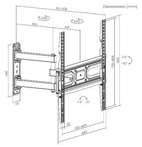 POWERTECH επιτοίχια βάση PT-1131 για τηλεόραση 32-55", full motion, 35kg