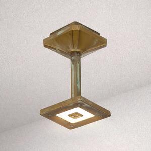 Moretti Luce Εξωτερικός φωτιστικός οροφής LED Aura Frame, ύψος 20 εκ., ορείχαλκος αντίκα, Μπρούτζινο / Αντικέ ορείχαλκου, Ορείχαλκος, Εξοχική κατοικία / Ρουστίκ