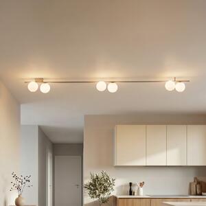 TK Lighting Φωτιστικό οροφής Imelo, κρεμ, 6 λάμπες, γυαλί, μήκος 200 cm, ρυθμιζόμενος, Μπεζ, υπνοδωμάτιο, Γυαλί