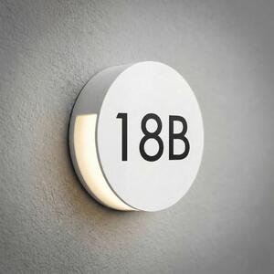 Lucande Εξωτερικός φωτιστικός τοίχου LED Advero, ανοιχτό γκρι, αριθμός οικίας,, Γκρι, Αλουμίνιο, σύγχρονο
