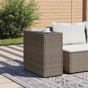 VidaXL Τραπέζι Κήπου με Γυάλινη Επιφ. Γκρι 58x27,5x55 εκ. Συνθ. Ρατάν
