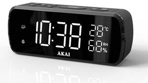 Akai ACR-1080 Ψηφιακό ρολόι-ξυπνητήρι με ραδιόφωνο FM, USB για φόρτιση, ένδειξη θερμοκρασίας-υγρασίας και διπλή αφύπνιση