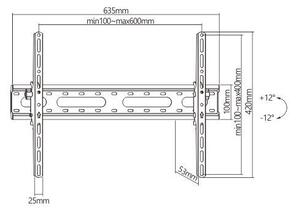 POWERTECH επιτοίχια βάση PT-1275 για τηλεόραση 37-80", έως 45kg