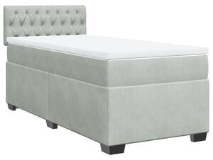 VidaXL Κρεβάτι Boxspring με Στρώμα Ανοιχτό Γκρι 90x200 εκ. Βελούδινο