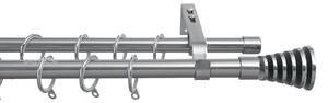 Κουρτινόξυλο Διπλό Επεκτεινόμενο 160-300cm Με Άκρα Grace Chrome Brushed 450305
