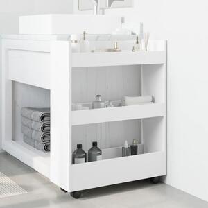 VidaXL Τρόλεϊ Αποθήκευσης Στενό 3 Επιπέδων Λευκό Επεξεργασμένο Ξύλο