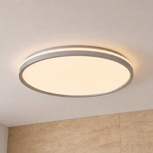 Lindby Φωτιστικό οροφής LED Edmund, ασημί, Ø 39 cm, CCT, IP44, Γκρι, Μπάνιο, Πλαστικό, σύγχρονο