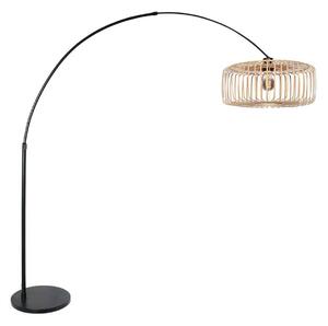 Steinhauer Καμπύλη λάμπα δαπέδου Sparkled Light μαύρο/φυσικό μπαμπού 240 cm, Μαύρο, Σαλόνι / τραπεζαρία, Μέταλλο