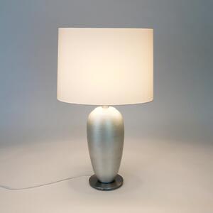 Holländer Επιτραπέζια λάμπα OMEGA OVAL, ασημί/λευκό, ύψος 65 cm, κεραμική, E27, Μεταλλικό, Σαλόνι / τραπεζαρία, Κεραμικό υλικό