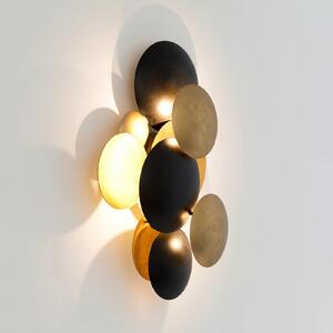 Holländer Επιτοίχια λάμπα LED BOLLADARIA, μαύρο/χρυσό 42 x 27 cm, μεταλλική, με ρυθμιστή, ρυθμιζόμενος, Μαύρο, Σαλόνι / τραπεζαρία, Μέταλλο, σύγχρονο