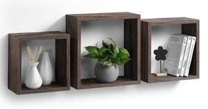 Σετ Ράφια Τοίχου Cubes Homea - Noyer - 3 τεμάχια