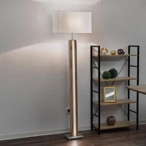 Globo Φωτιστικό δαπέδου Forest, ξύλο/μπεζ, ύφασμα, E27 + LED, με ρυθμιζόμενη ένταση, ρυθμιζόμενος, Μπεζ, Σαλόνι / τραπεζαρία, Ξύλο