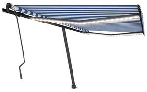 VidaXL Τέντα Συρόμενη Χειροκίνητη με LED Μπλε / Λευκό 400 x 300 εκ