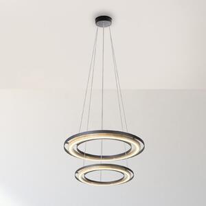 Globo Κρεμαστό φωτιστικό LED Rilas, μαύρο/ξύλο, Ø 57 cm, με ρυθμιζόμενη ένταση, ρυθμιζόμενος, Μαύρο, Σαλόνι / τραπεζαρία, Μέταλλο