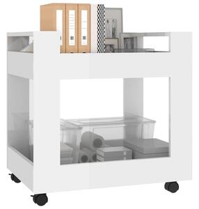 VidaXL Τρόλεϊ Γραφείου Γυαλ. Λευκό 60x45x60 εκ. από Επεξεργασμένο Ξύλο