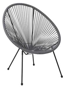 Πολυθρόνα Μεταλική Μαύρη, ACAPULCO Plastic Rattan Γκρι 73x76x89cm