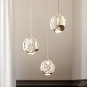 Lucande LED κρεμαστό φωτιστικό Hayley, Ø 25 cm, 3-φωτο, χρώμιο, γυαλί, Διαφανές, Σαλόνι / τραπεζαρία, Γυαλί, σύγχρονο