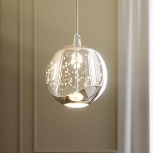 Lucande LED κρεμαστό φωτιστικό Hayley, Ø 9 cm, χρώμιο, γυαλί, Διαφανές, Σαλόνι / τραπεζαρία, Γυαλί, σύγχρονο