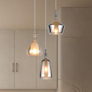 Trio Lighting Κρεμαστό φωτιστικό Aldea, Ø 28 cm, λευκό/κεχριμπάρι/χρώμιο, γυαλί, 3 φώτα., ρυθμιζόμενος, Μπεζ, Σαλόνι / τραπεζαρία, Γυαλί