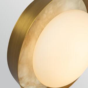 Quintiesse LED απλίκα ALONSO, ορείχαλκος, Ø 22 cm Μέταλλο/γυαλί/αλάβαστρο, ρυθμιζόμενος, Μπρούτζινο / Αντικέ ορείχαλκου, Σαλόνι / τραπεζαρία, Μέταλλο