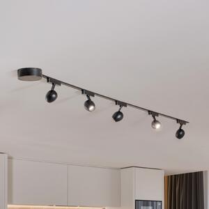 Lindby Lumaro track system, προβολείς,5-light,μαύρο,Ø6cm,48V,dimmable, ρυθμιζόμενος, Μαύρο, Σαλόνι / τραπεζαρία, Πλαστικό, σύγχρονο
