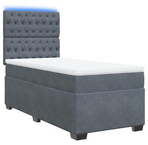 VidaXL Κρεβάτι Boxspring με Στρώμα Σκούρο Γκρι 90x200 εκ. Βελούδινο