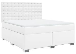 VidaXL Κρεβάτι Boxspring με Στρώμα Λευκό 180x200 εκ. Συνθετικό Δέρμα
