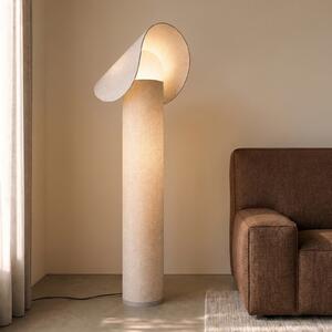 Lucande LED λαμπτήρας δαπέδου Sansibar, μπεζ, 110 εκ., με ρυθμιζόμενη ένταση, ρυθμιζόμενος, Μπεζ, υπνοδωμάτιο, Ύφασμα / Κλωστοϋφαντουργία, σχεδιασμός