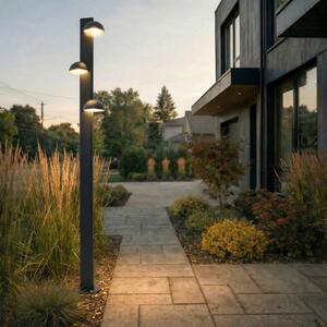 Lucande Φωτιστικό εξωτερικού χώρου LED Velira, μαύρο, 220 cm, 3 λάμπες, Μαύρο, Μέταλλο, σύγχρονο