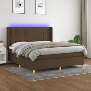 VidaXL Κρεβάτι Boxspring με Στρώμα & LED Σκ.Καφέ 160x200εκ. Υφασμάτινο