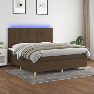 VidaXL Κρεβάτι Boxspring με Στρώμα & LED Σκ.Καφέ 160x200εκ. Υφασμάτινο