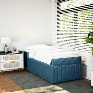 VidaXL Κρεβάτι Boxspring με Στρώμα Σκούρο Μπλε 90x200 εκ. Βελούδινο