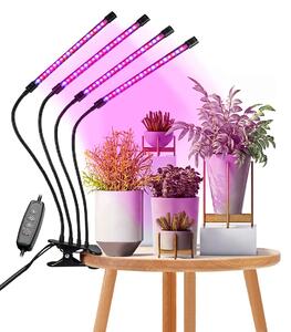 GloboStar® 85957 Grow Light Full Spectrum LED Φωτιστικό Ανάπτυξης Φυτών Γλάστρας με 4 Κινούμενες Κεφαλές & Βάση Μανταλάκι Clip SMD 2835 20W 160° AC230V IP20 με Dimmer & Timer Εσωτερικού Χώρου για Κάλυψη Επιφάνειας 1m x 1m Πλήρους Φάσματος Φωτισμού