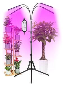 GloboStar® 85956 Grow Light Full Spectrum LED Φωτιστικό Ανάπτυξης Φυτών Γλάστρας με 4 Κινούμενες Κεφαλές & Τρίποδο 150cm SMD 2835 20W 180° AC230V IP20 με Dimmer & Timer Εσωτερικού Χώρου για Κάλυψη Επιφάνειας 1m x 1m Πλήρους Φάσματος Φωτισμού