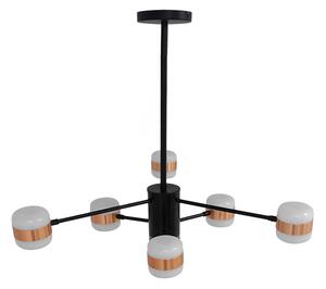 GloboStar® ORNATE 01552 Μοντέρνο Φωτιστικό Οροφής LED 56 Watt Πολύφωτο Μαύρο με Μπρονζέ και Χρυσές Λεπτομέρειες Μεταλλικό Λευκό Ημέρας 4500k Πλέγμα Φ63 x Y36-45cm