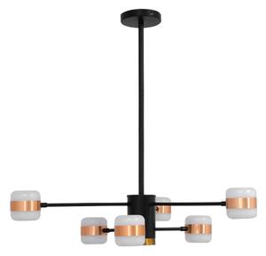 GloboStar® ORNATE 01552 Μοντέρνο Φωτιστικό Οροφής LED 56 Watt Πολύφωτο Μαύρο με Μπρονζέ και Χρυσές Λεπτομέρειες Μεταλλικό Λευκό Ημέρας 4500k Πλέγμα Φ63 x Y36-45cm