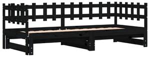 VidaXL Καναπές Κρεβάτι Συρόμενος Μαύρος 2x(90x200) εκ. από Μασίφ Πεύκο